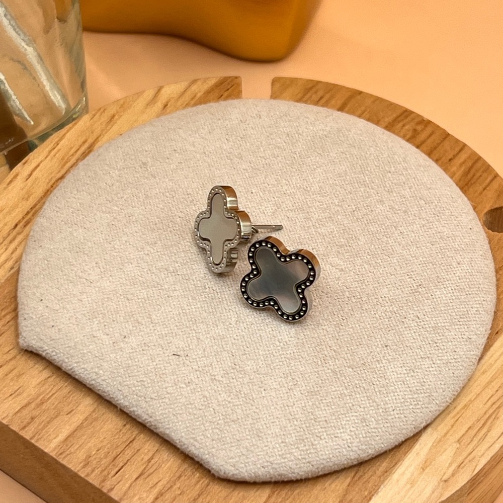 (Steel+White)•14k Gold Plated•Stud Star Earring•Gift For Her